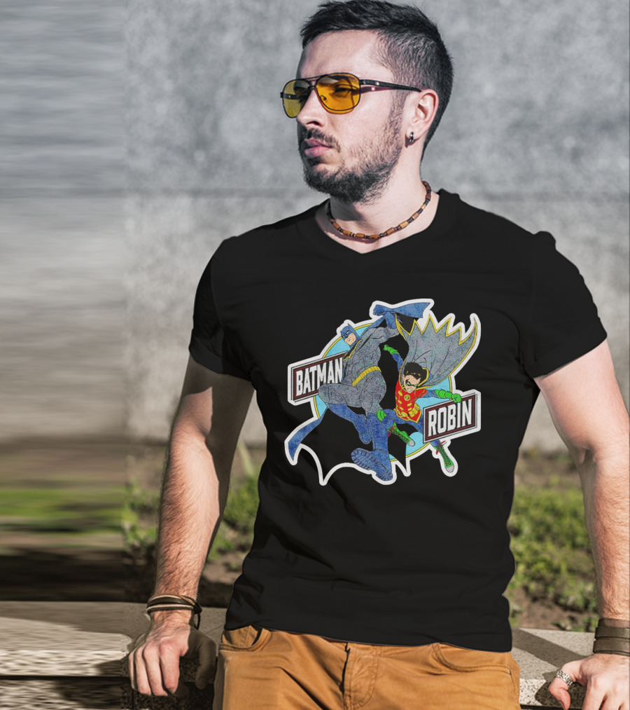 Batman Robin Retro Dynamic Duo Comic T-Shirt