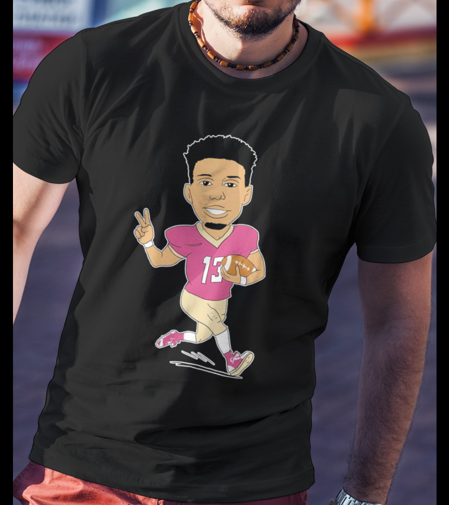 Jordan Travis Cartoon Character Football Peace Sign T-Shirt