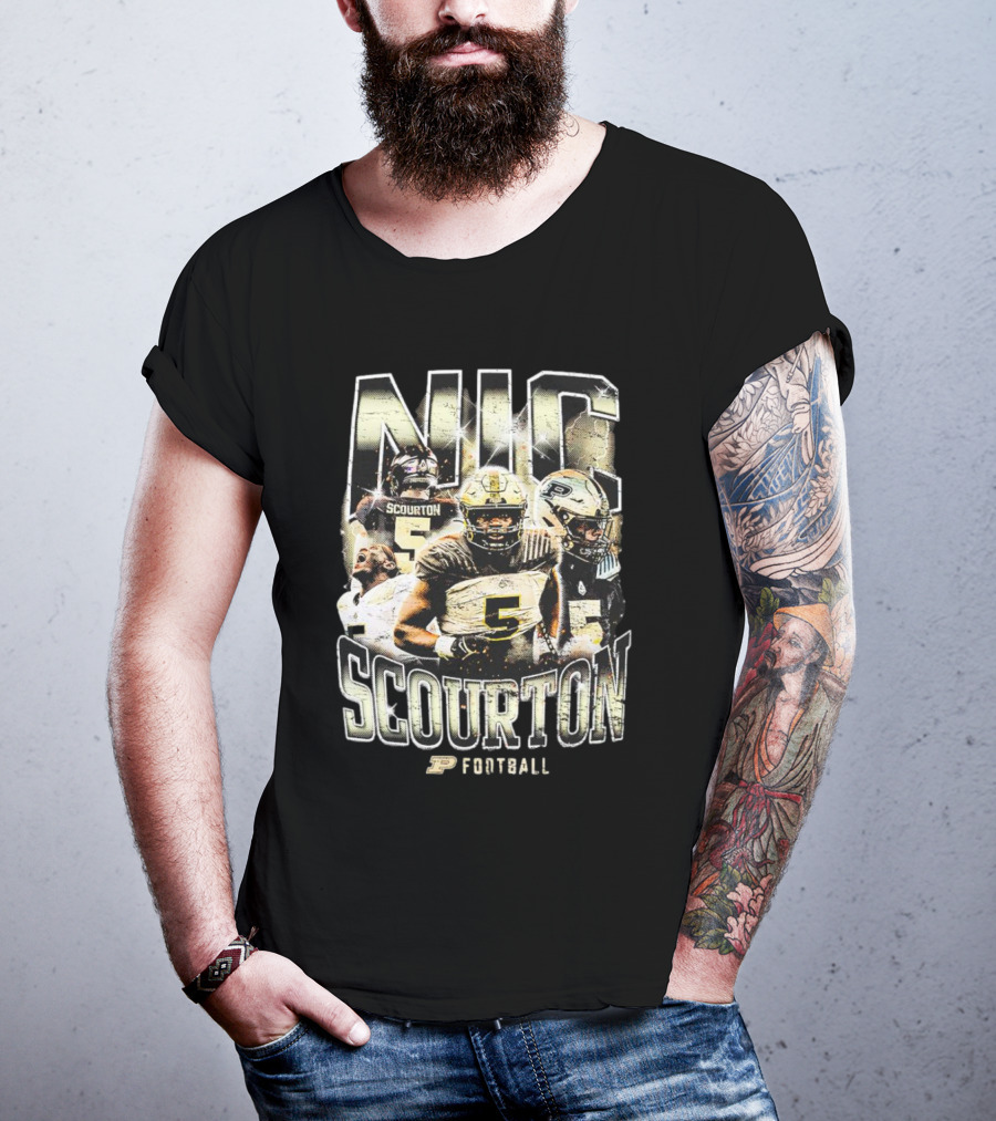 Nic Scourton Purdue Football Vintage Boilermakers Players Montage T-Shirt