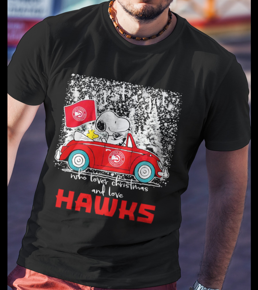 Just A Girl Who Loves Christmas And Atlanta Hawks Snoopy And Woodstock Car T-Shirt