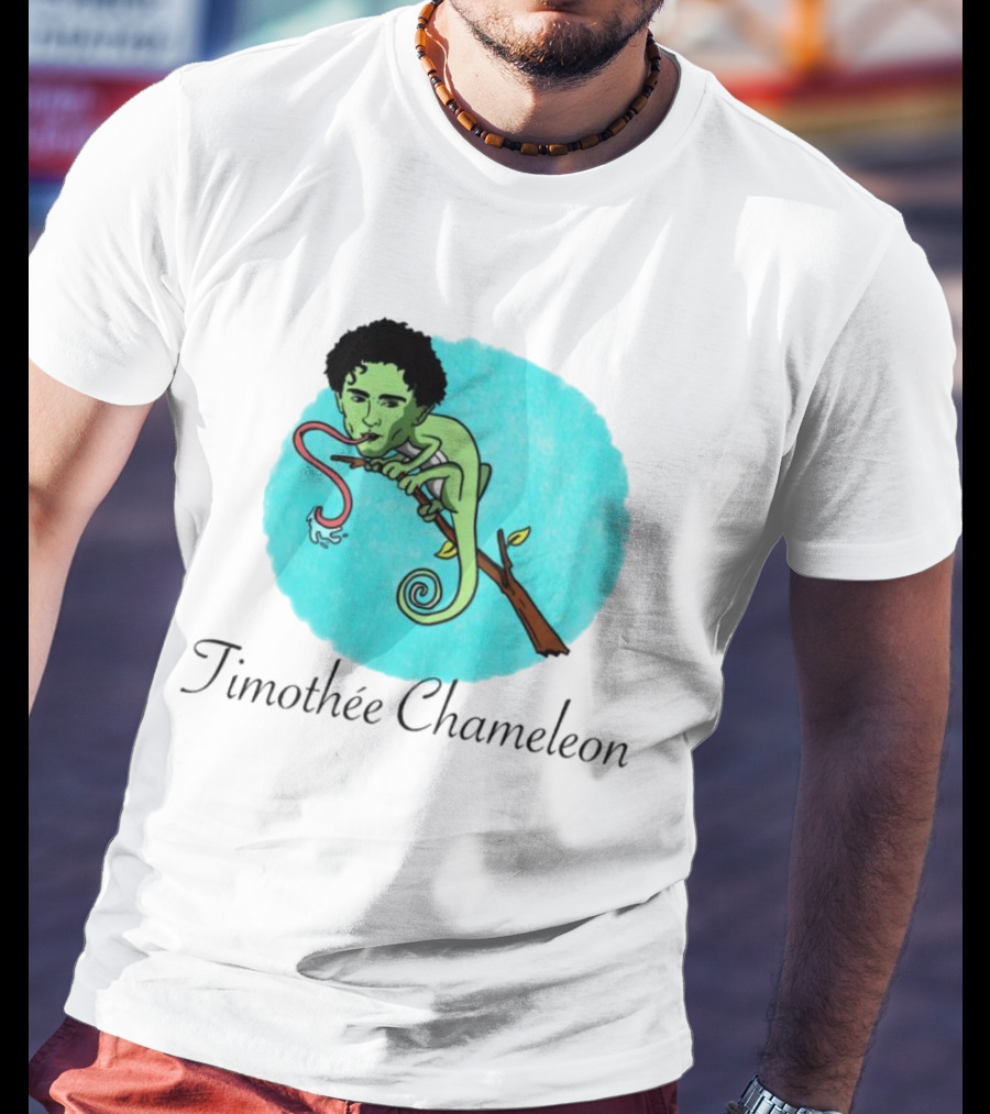 Timothée Chameleon With Green Lizard And Curled Tongue T-Shirt