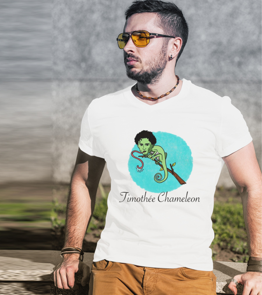 Timothée Chameleon With Green Lizard And Curled Tongue T-Shirt