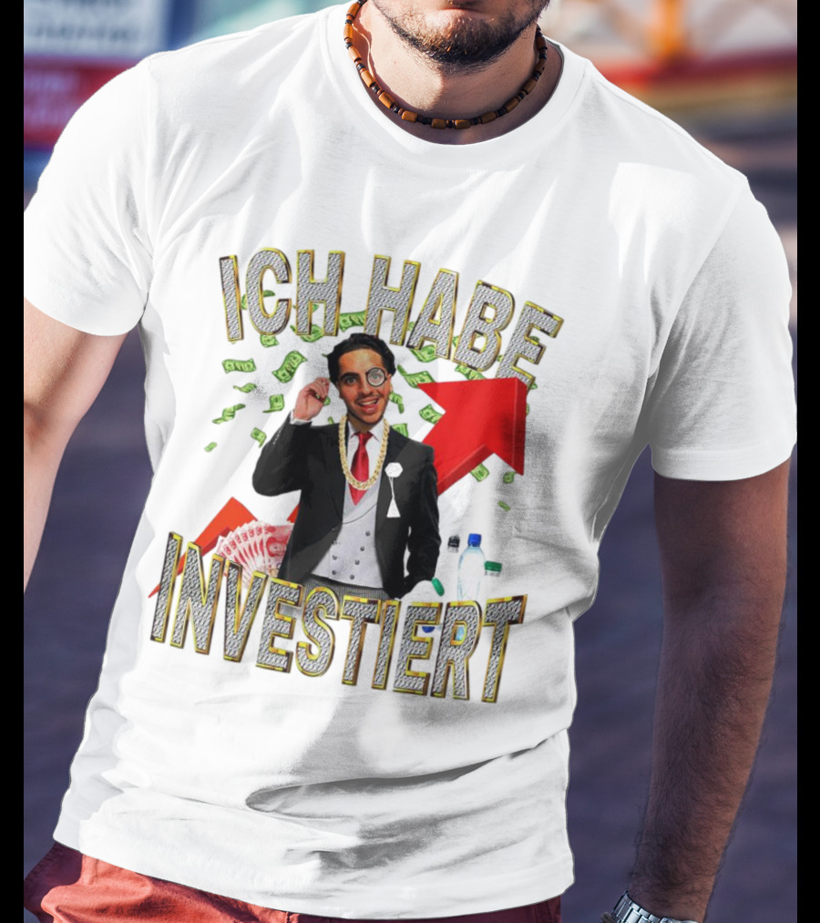 Ich Habe Investiert Money Business Success Visual With Red Arrow And Wealth Elements T-Shirt