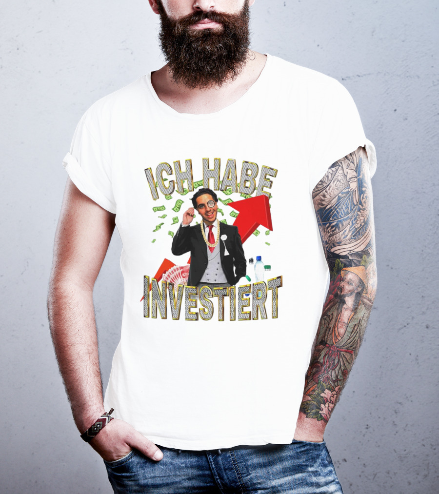 Ich Habe Investiert Money Business Success Visual With Red Arrow And Wealth Elements T-Shirt