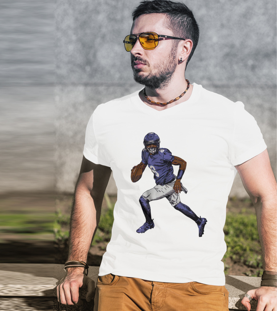 Lamar Jackson Baltimore Ravens Superstar Signature Pose T-Shirt