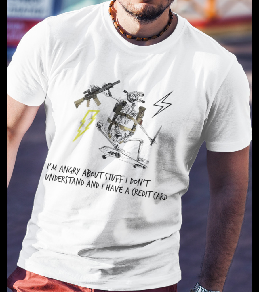 I'm Angry About Stuff I Don't Understand With Yellow Lightning Bolt And Black Lightning Bolt T-Shirt