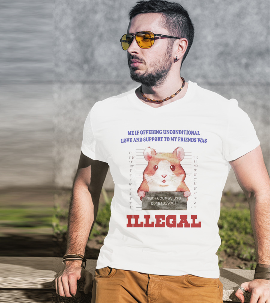 Me If Offering Unconditional Love And Support To My Friends Was Illegal Hamster Mugshot T-Shirt