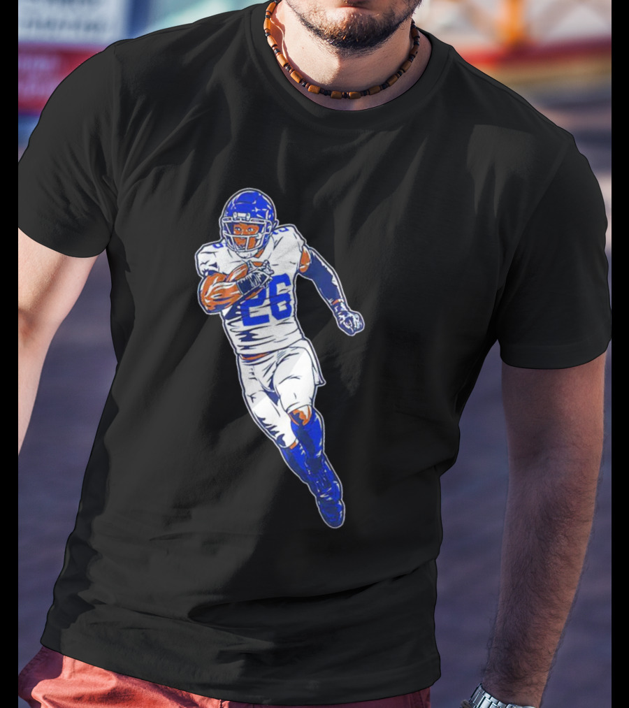 Saquon Barkley New York Giants 26 Superstar Pose Signature T-Shirt