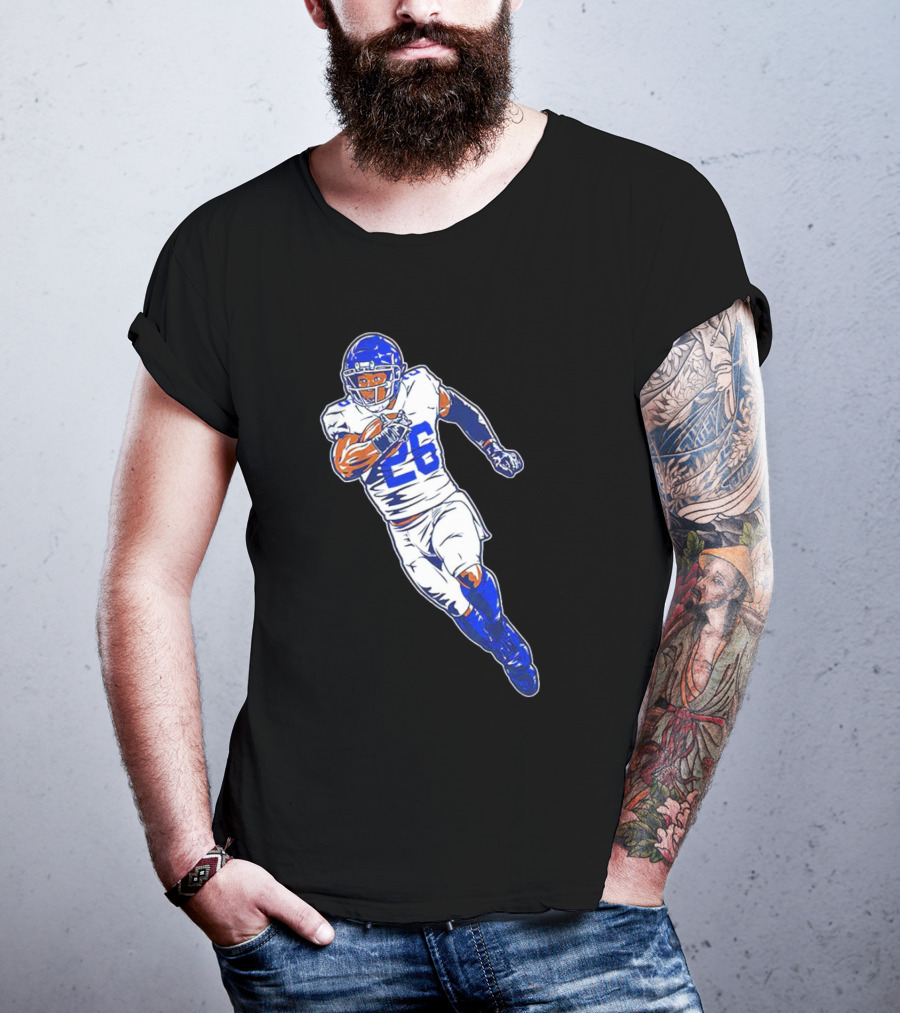 Saquon Barkley New York Giants 26 Superstar Pose Signature T-Shirt