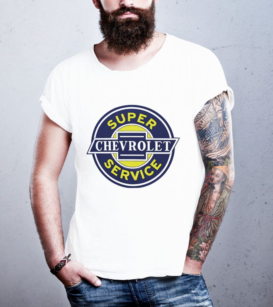 Chevrolet Super Service Vintage Blue And Yellow Emblem T-Shirt