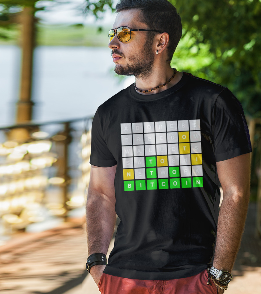 Address Freedom Wallets Satoshi Network Bitcoin Word Game T-Shirt