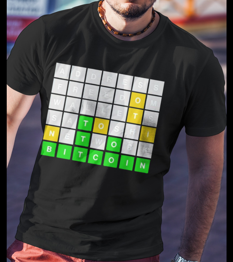 Address Freedom Wallets Satoshi Network Bitcoin Word Game T-Shirt