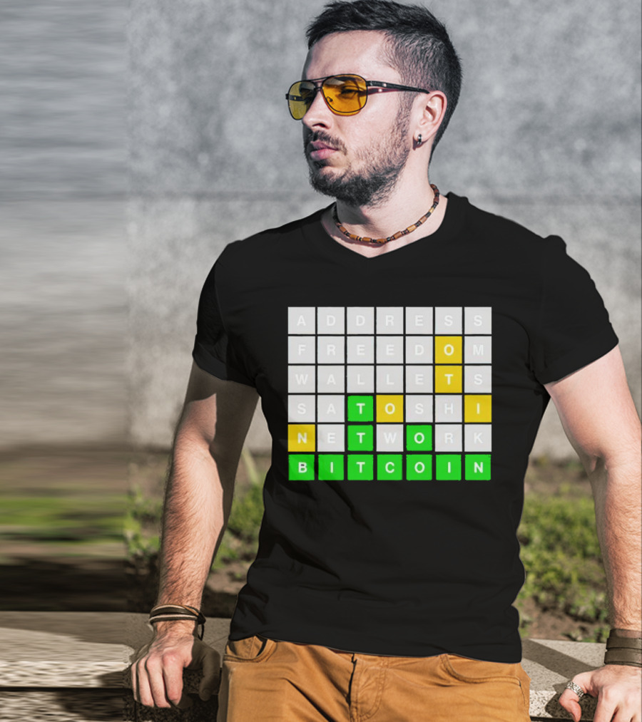 Address Freedom Wallets Satoshi Network Bitcoin Word Game T-Shirt