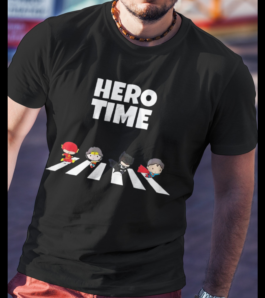 Hero Time Flash Wonder Woman Batman Superman Abbey Road T-Shirt