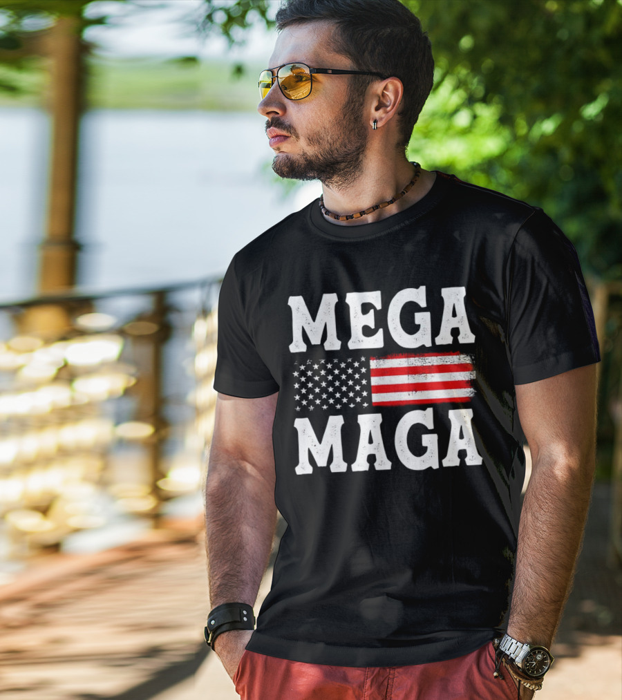 MEGA MAGA American Flag T-Shirt