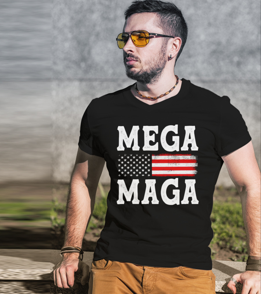 MEGA MAGA American Flag T-Shirt