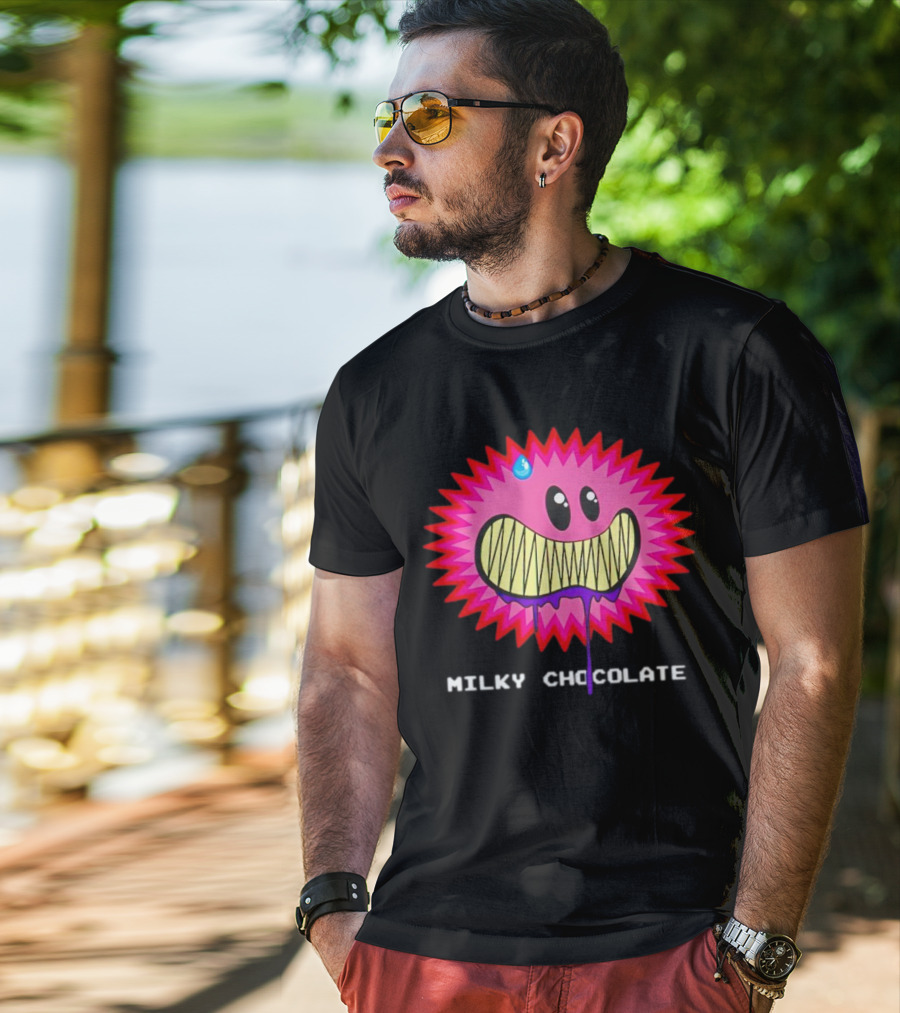 Milky Chocolate Happy Face With Dripping Mouth And Sweat Drop Comic T-Shirt
