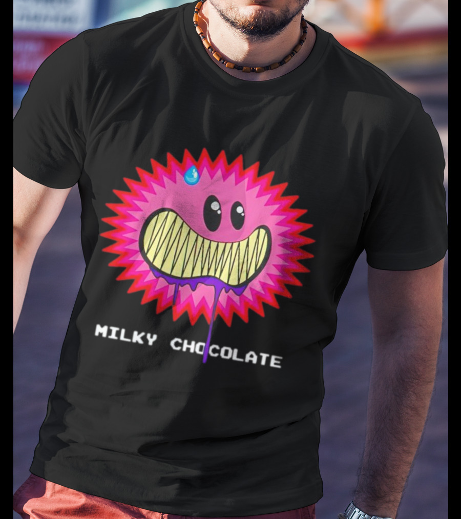 Milky Chocolate Happy Face With Dripping Mouth And Sweat Drop Comic T-Shirt