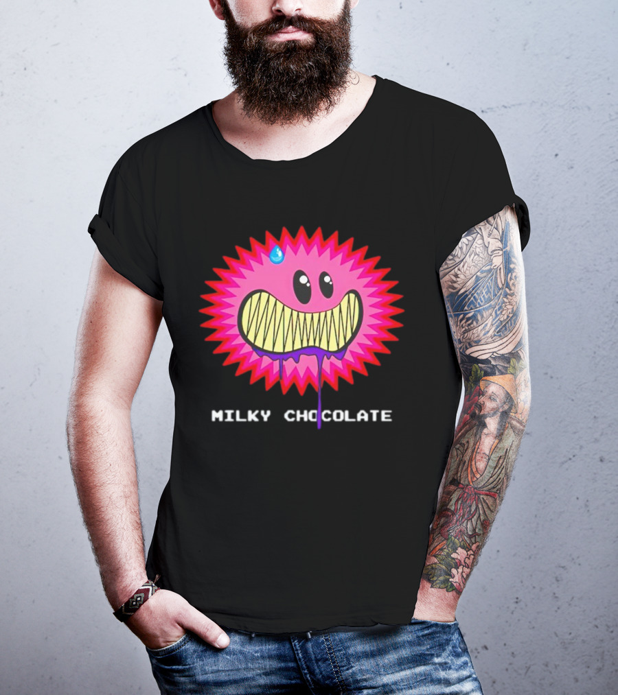 Milky Chocolate Happy Face With Dripping Mouth And Sweat Drop Comic T-Shirt