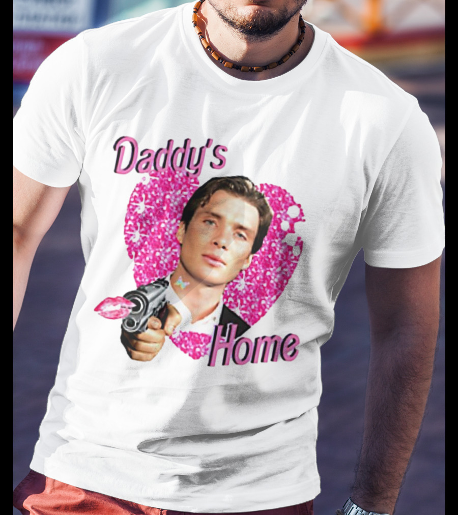 Daddy's Home Pink Glitter Heart Cillian Murphy Gun T-Shirt