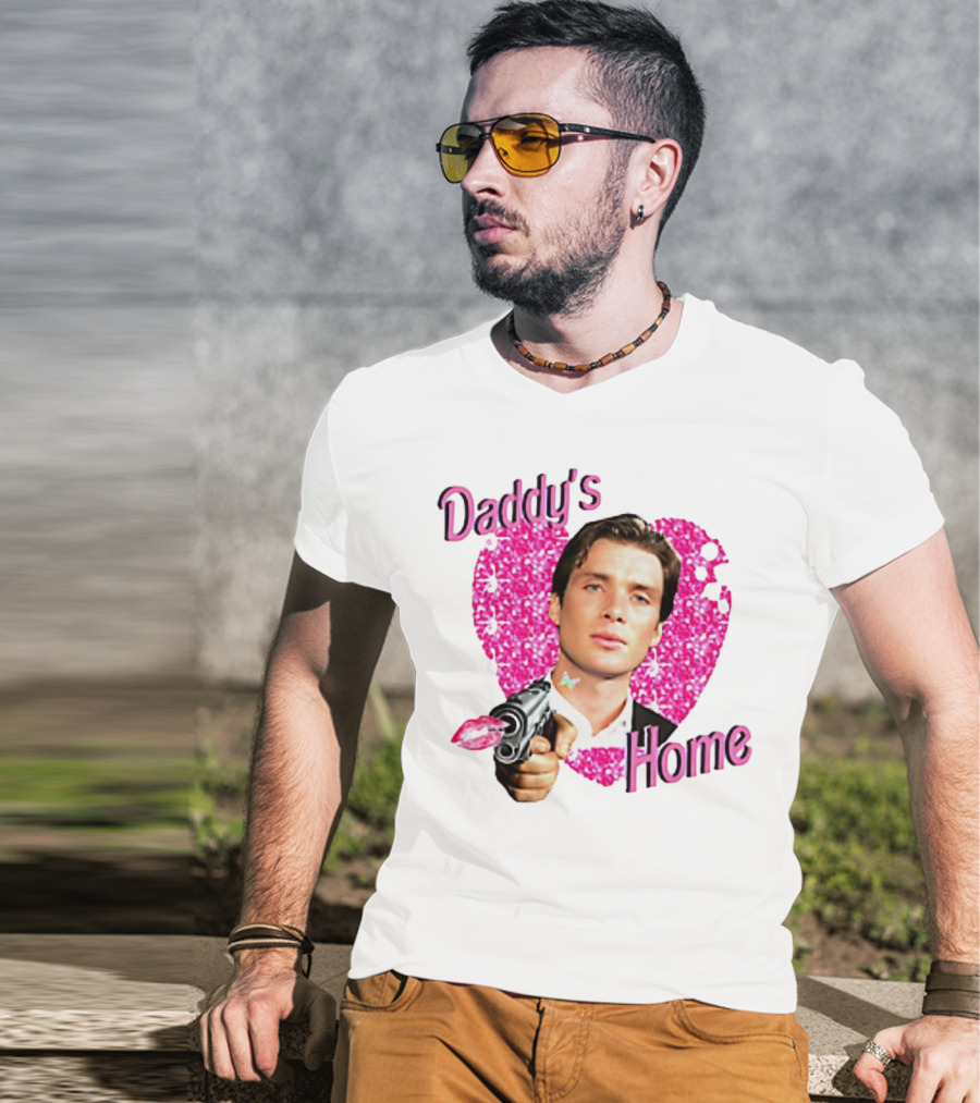 Daddy's Home Pink Glitter Heart Cillian Murphy Gun T-Shirt
