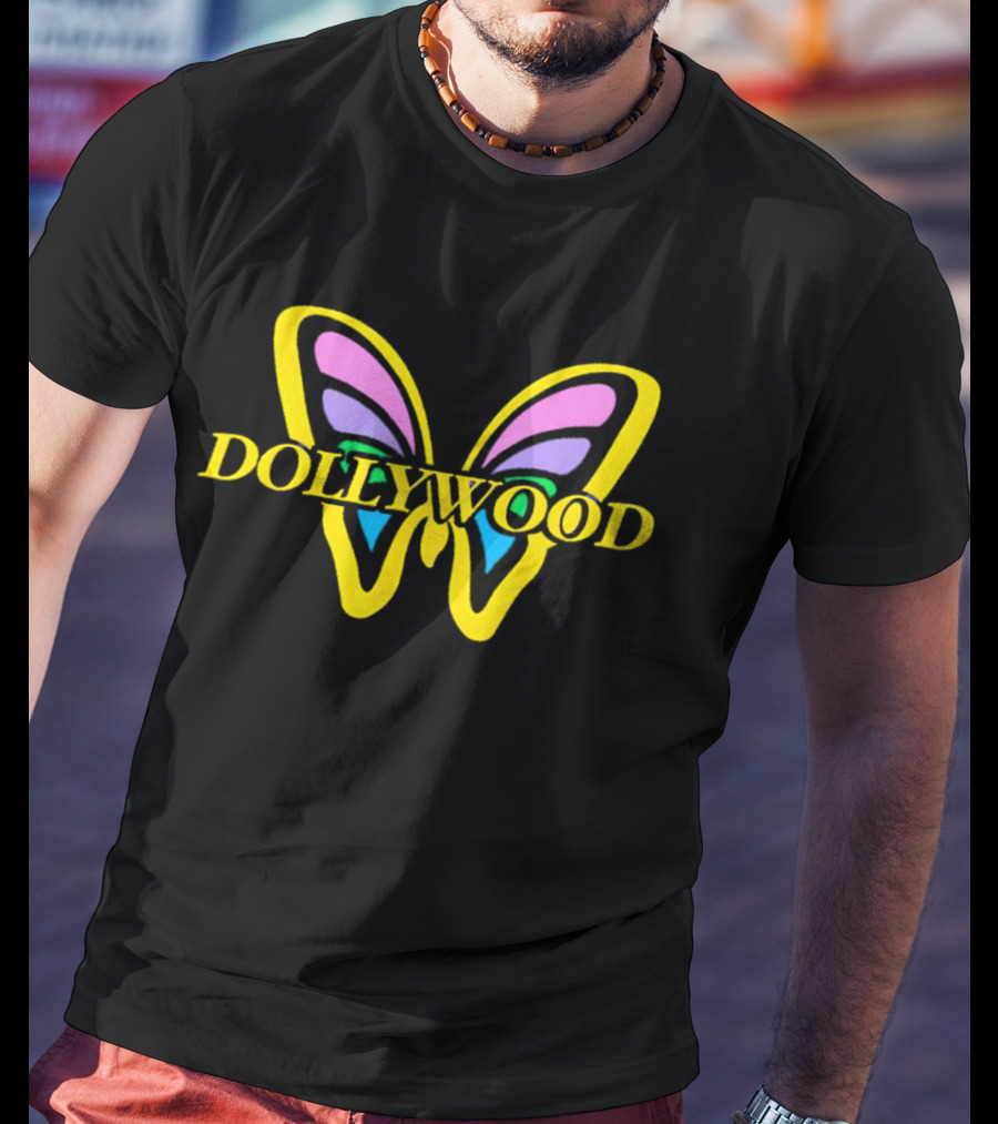 Dollywood Butterfly Logo With Colorful Wings T-Shirt