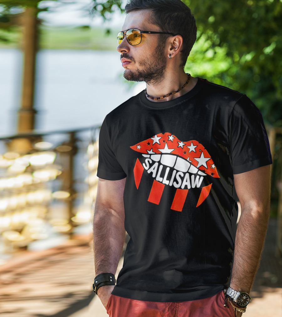Sallisaw Lips Stars And Stripes Red White Black T-Shirt