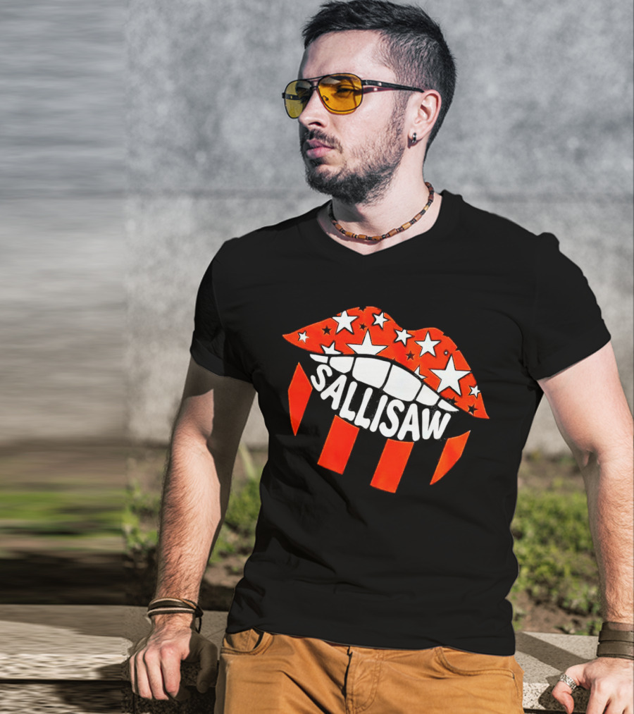 Sallisaw Lips Stars And Stripes Red White Black T-Shirt
