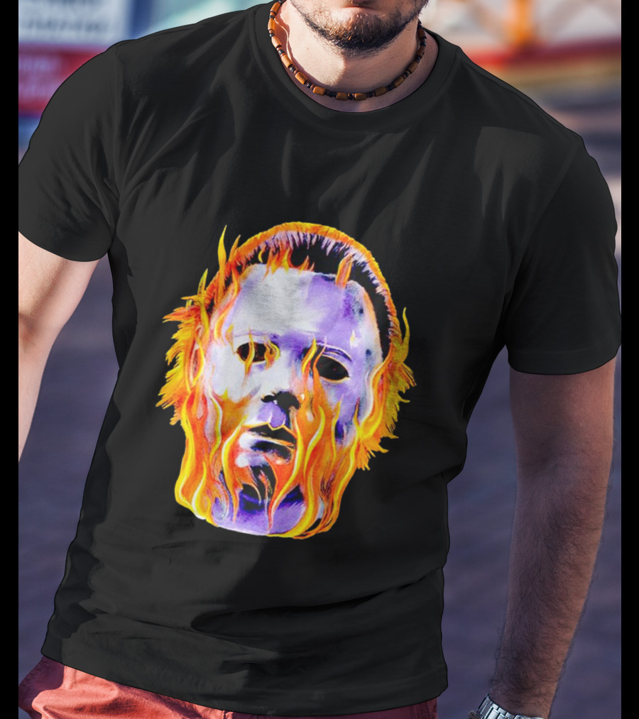Michael Myers Flaming Mask Halloween Horror T-Shirt
