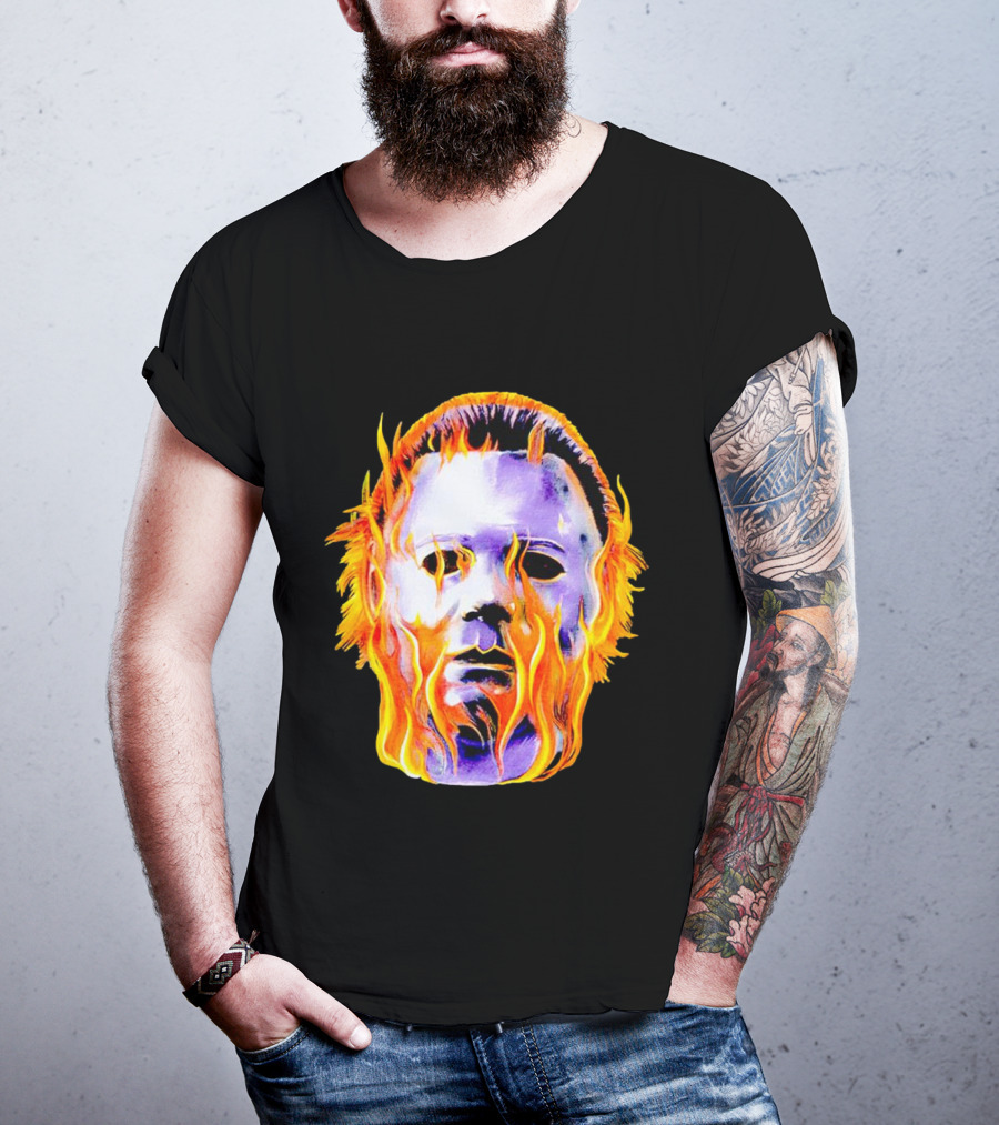 Michael Myers Flaming Mask Halloween Horror T-Shirt