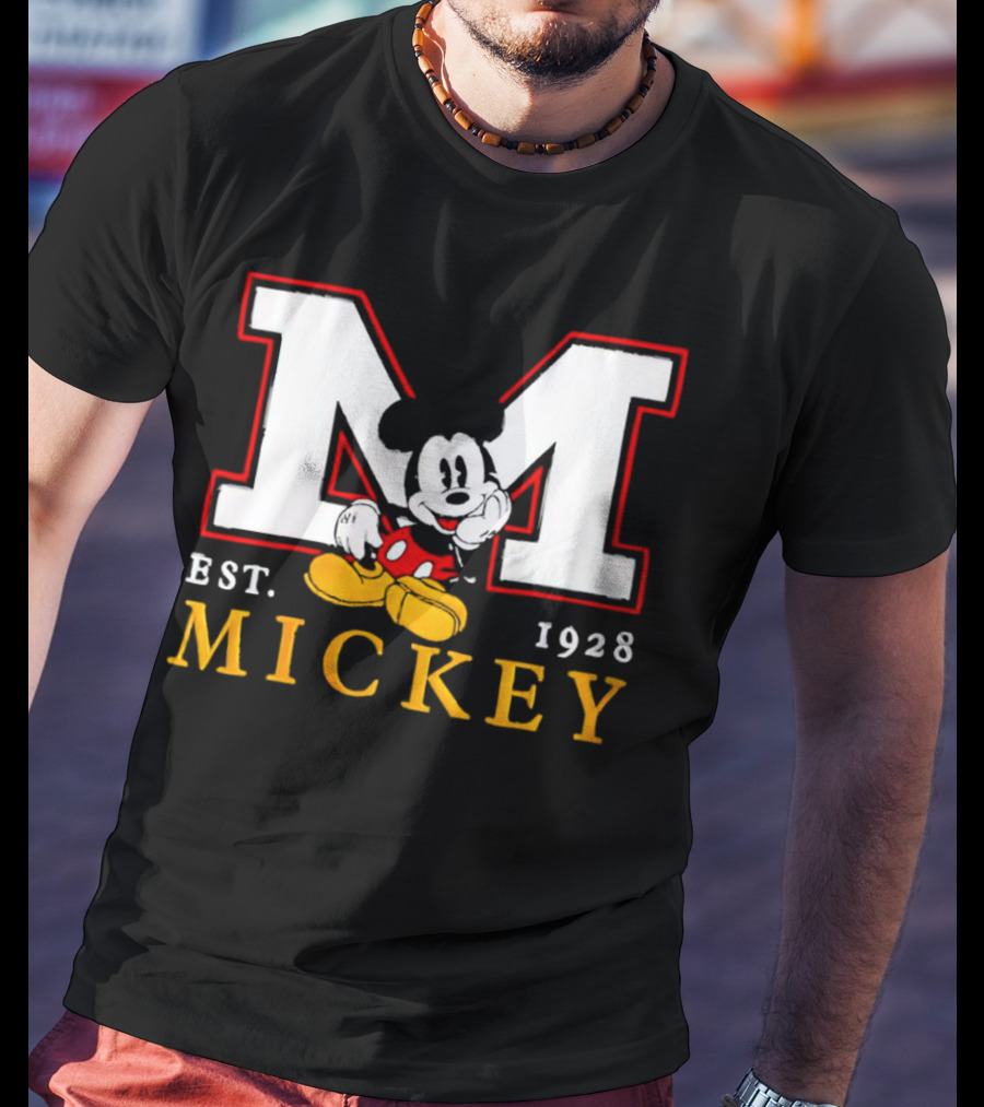 Disney Mickey Large M Logo Est 1928 Relaxed T-Shirt