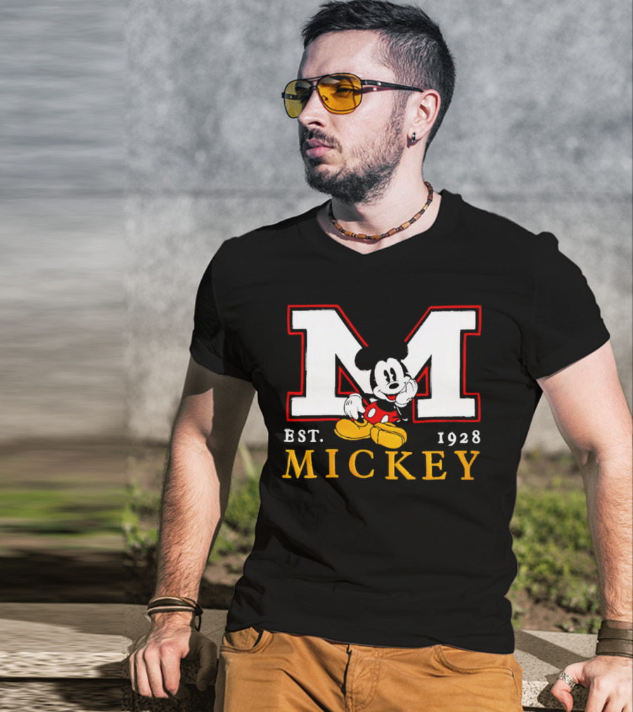 Disney Mickey Large M Logo Est 1928 Relaxed T-Shirt