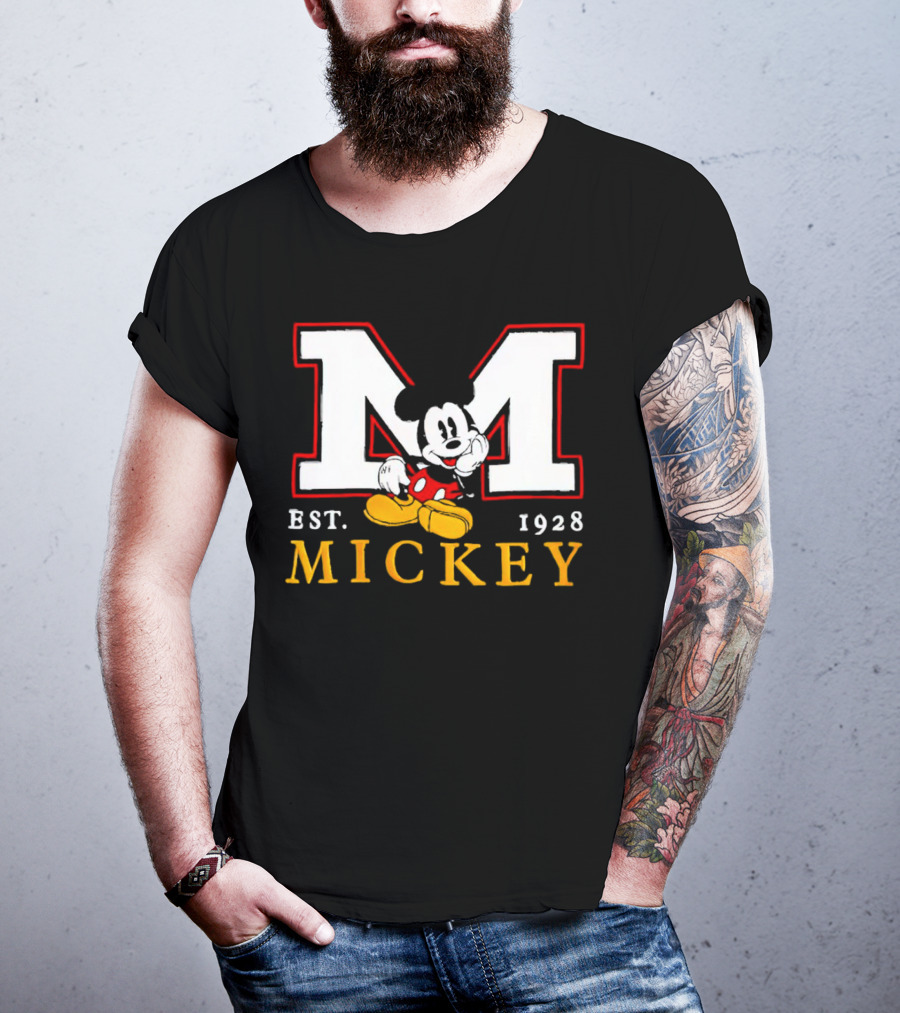 Disney Mickey Large M Logo Est 1928 Relaxed T-Shirt
