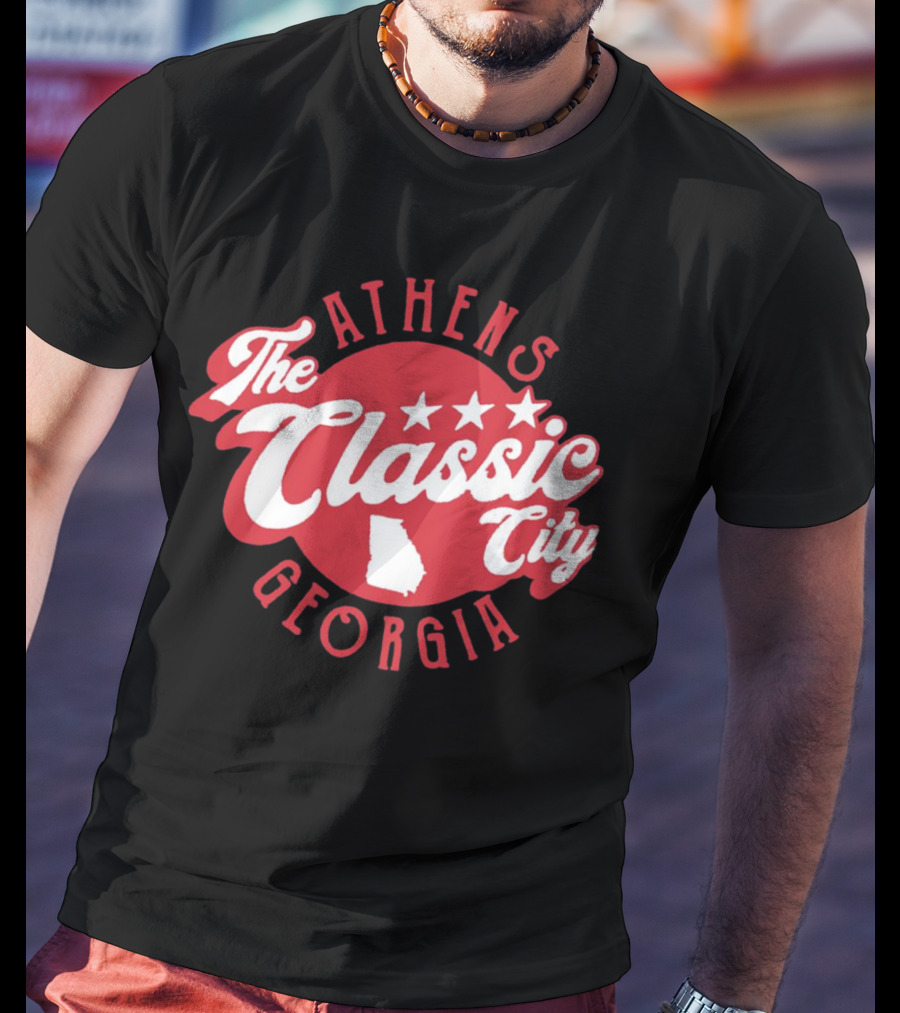 Athens Georgia The Classic City Stars Red Badge T-Shirt