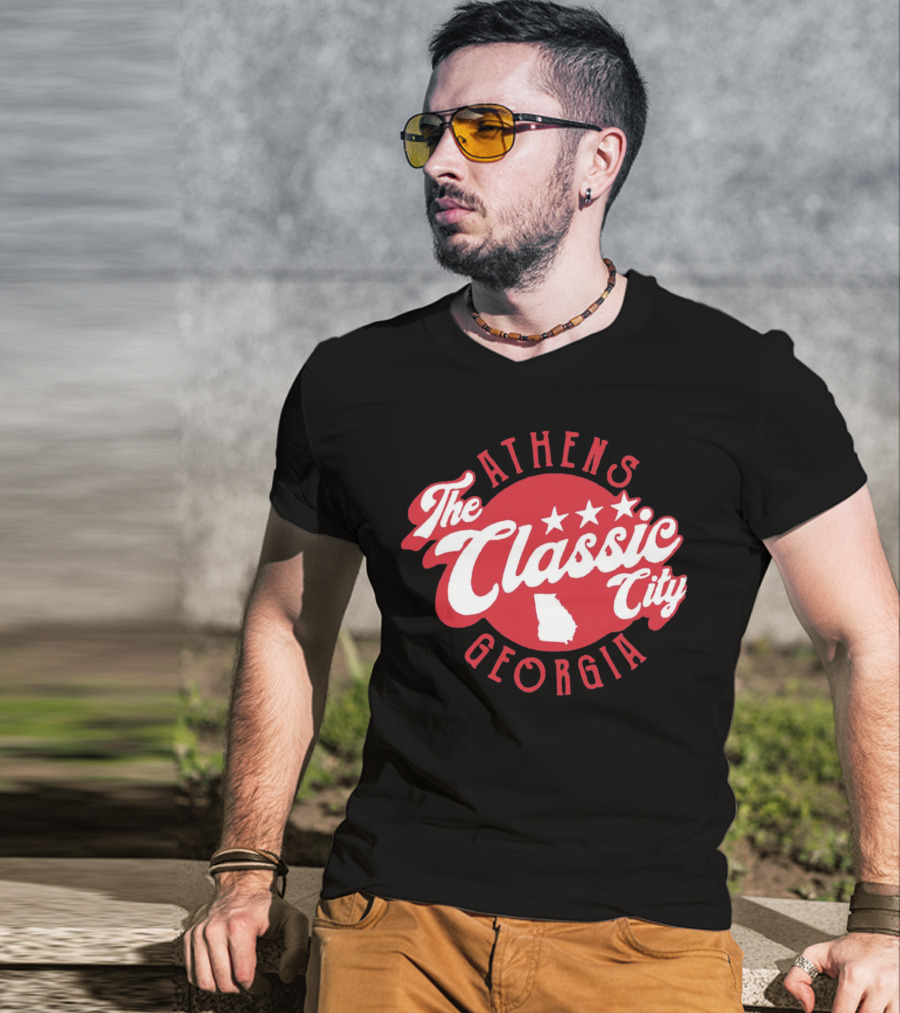 Athens Georgia The Classic City Stars Red Badge T-Shirt