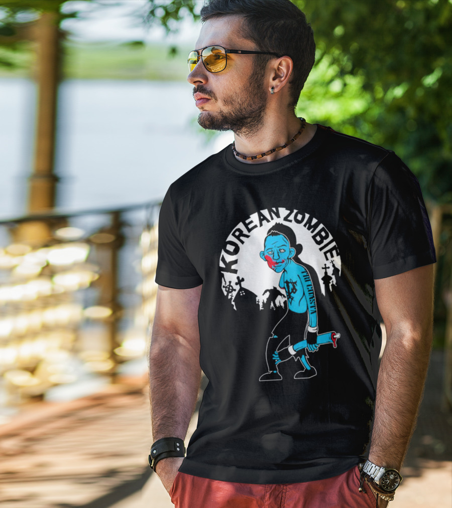 Tri-Coasta Korean Zombie Fighter With Cemetery Background T-Shirt