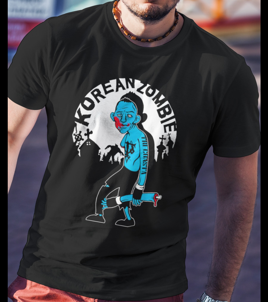 Tri-Coasta Korean Zombie Fighter With Cemetery Background T-Shirt