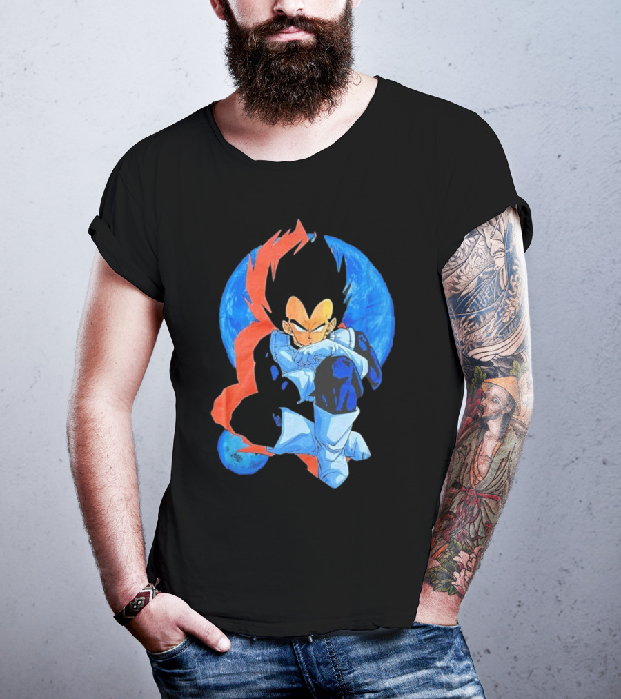 Vegeta Jobber Saiyan Warrior Anime Character Sitting Pose Dragon Ball Z T-Shirt