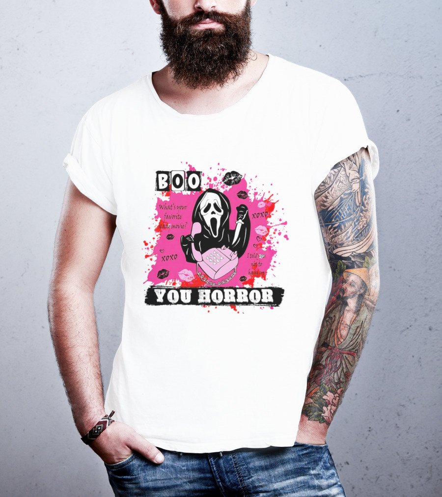 Boo You Horror Ghostface What's Your Favorite Scary Movie XOXO I Told You Not To Hang Up Halloween T-Shirt
