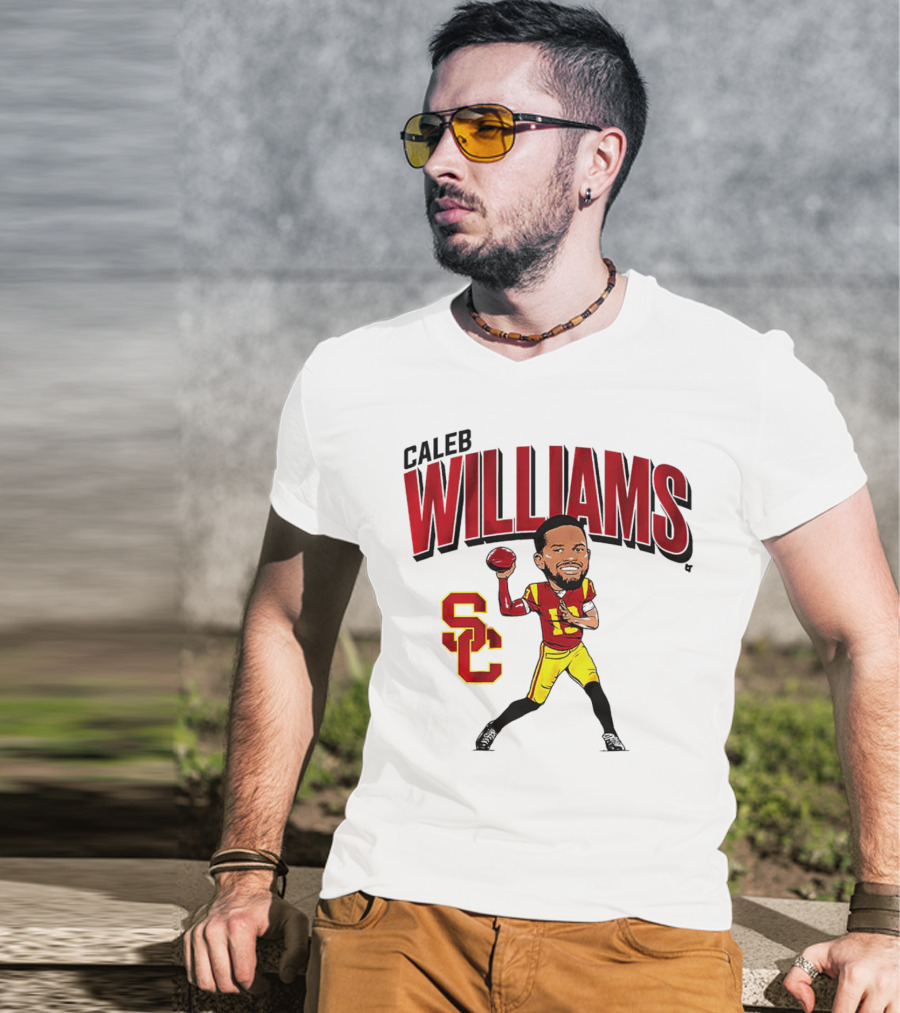 Caleb Williams USC Trojans Football Caricature With SC T-Shirt