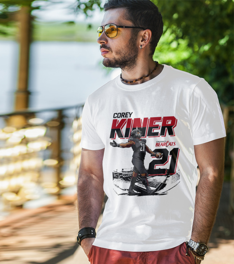 Corey Kiner 21 Cincinnati Bearcats Football Stadium T-Shirt