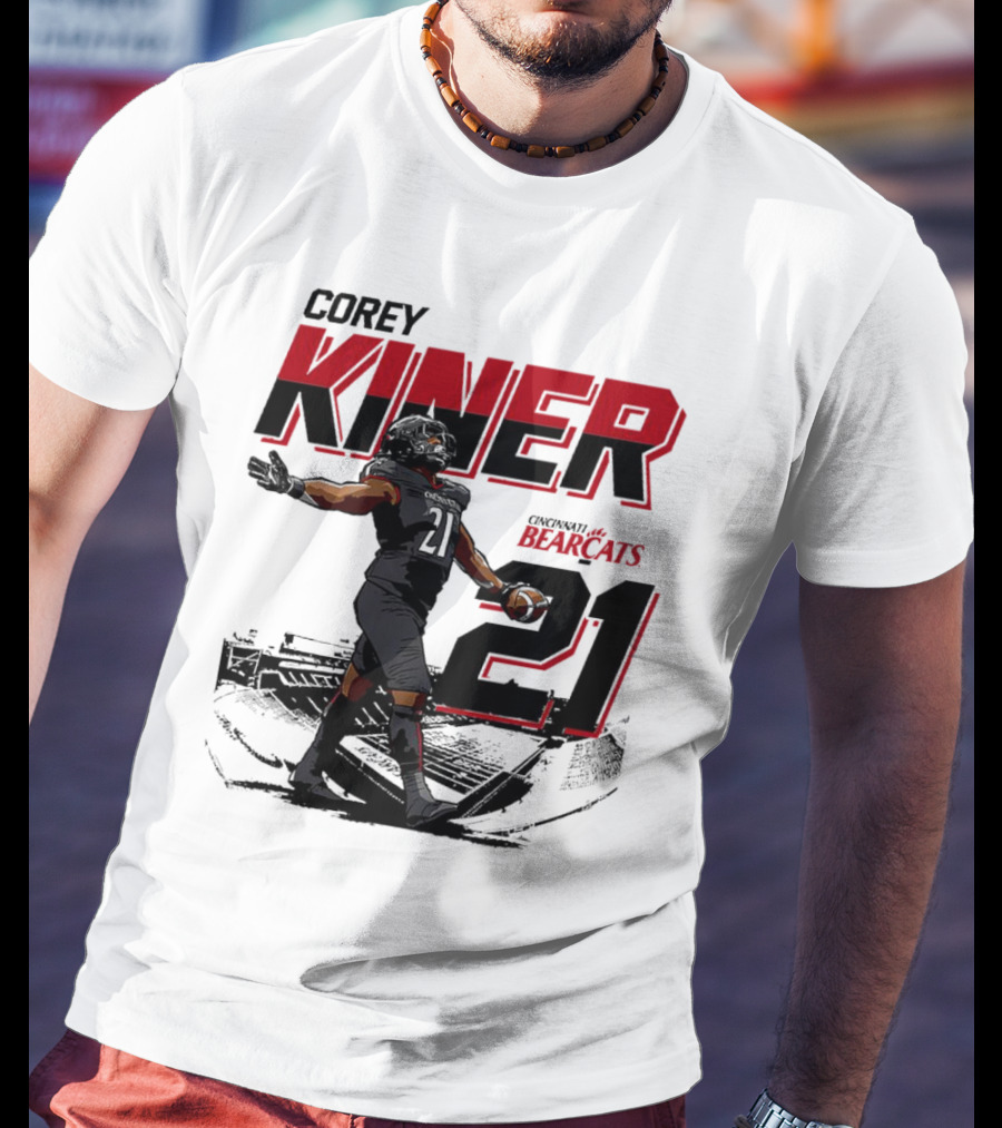 Corey Kiner 21 Cincinnati Bearcats Football Stadium T-Shirt