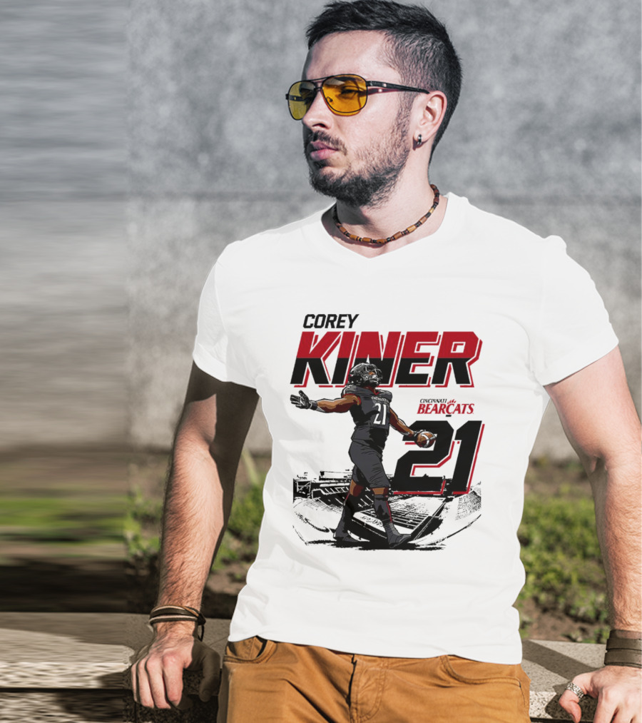 Corey Kiner 21 Cincinnati Bearcats Football Stadium T-Shirt