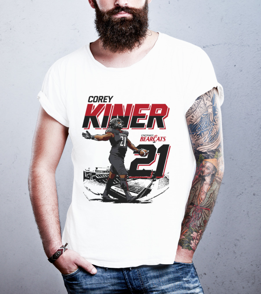 Corey Kiner 21 Cincinnati Bearcats Football Stadium T-Shirt