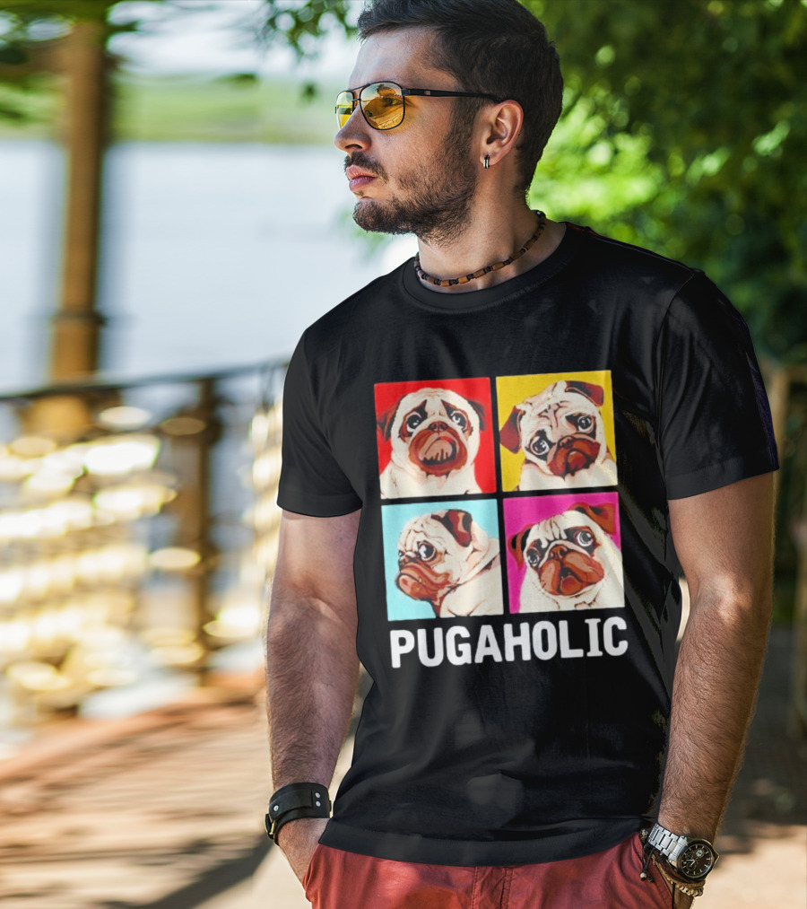 Pug Dog Pop Art Pugaholic T-Shirt