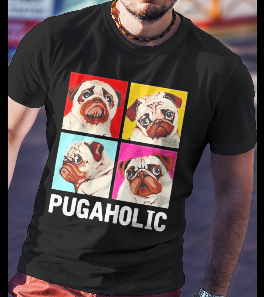 Pug Dog Pop Art Pugaholic T-Shirt