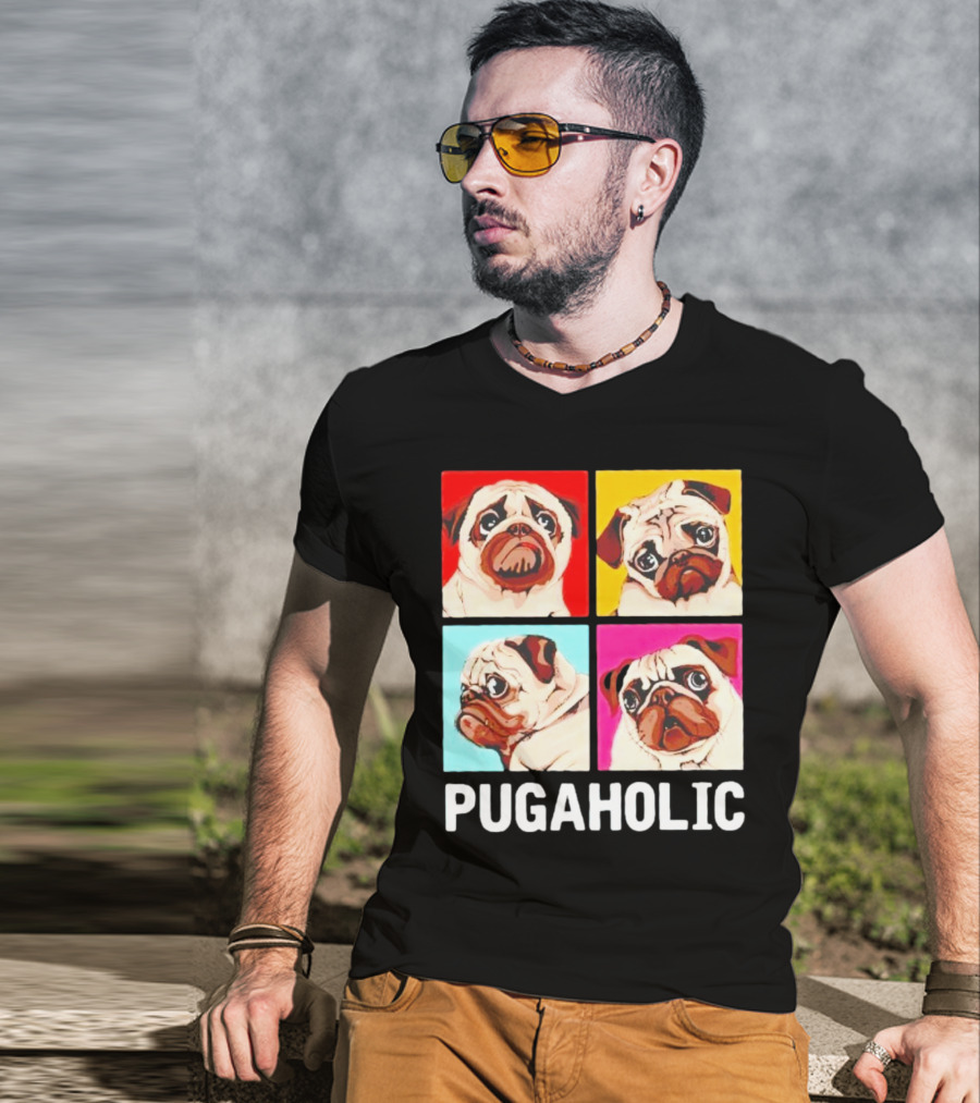 Pug Dog Pop Art Pugaholic T-Shirt