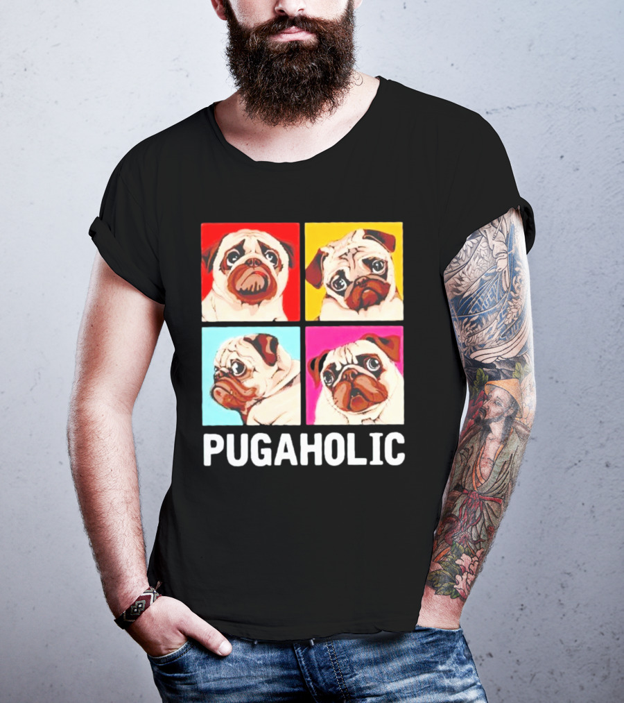 Pug Dog Pop Art Pugaholic T-Shirt