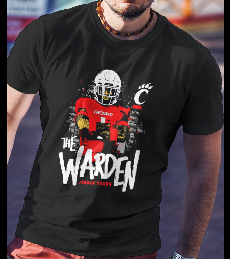 The Warden Jordan Young Cincinnati Bearcats Football Guardianship T-Shirt