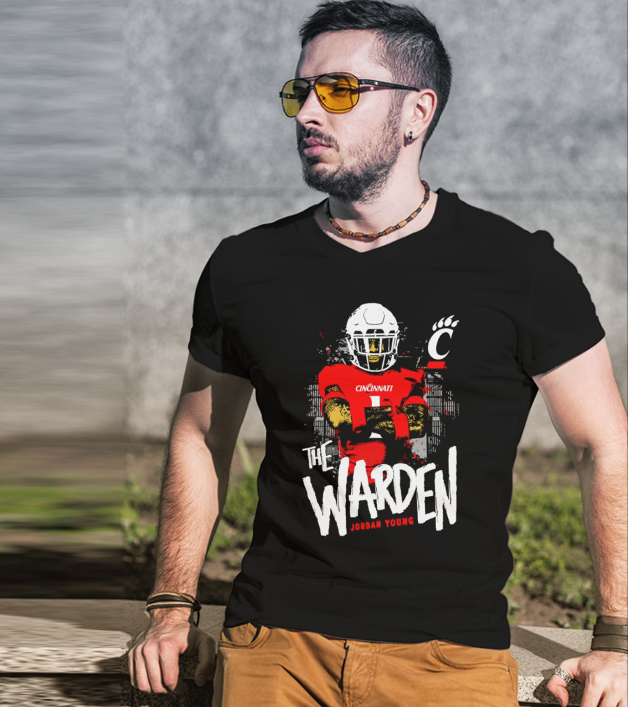 The Warden Jordan Young Cincinnati Bearcats Football Guardianship T-Shirt